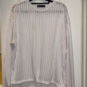 M & S BRAND IVORY POP OVER TOP WITH TEXTURED STRIPES AND TIE CLOSURE ON BOTTOM